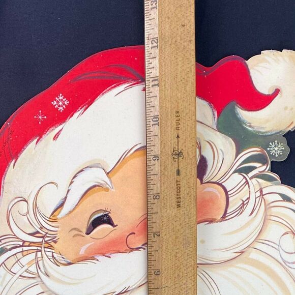 Vintage Hallmark  Christmas Santa Claus Die Cut Head 1977  Cardboard Wall Decors - Picture 8 of 8
